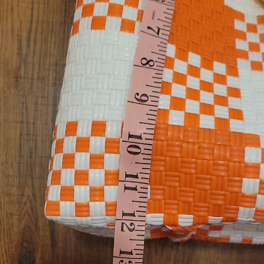 Orange and White Checkered Tote Bag - Picture 5 of 10